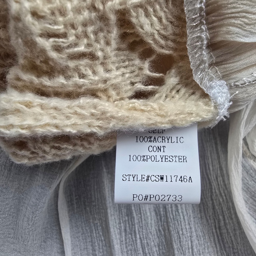 Cloud Ten Womens Mixed Media Knit Sweater Top Cream White CSW11746A Small NWT - Picture 6 of 8